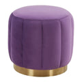 Purple Round Velvet Ottoman with Gold Base E5490