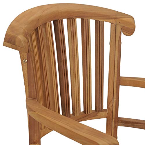 2 pcs Solid Teak Wood Patio Dining Chairs with Backrest and Armrest Y50870