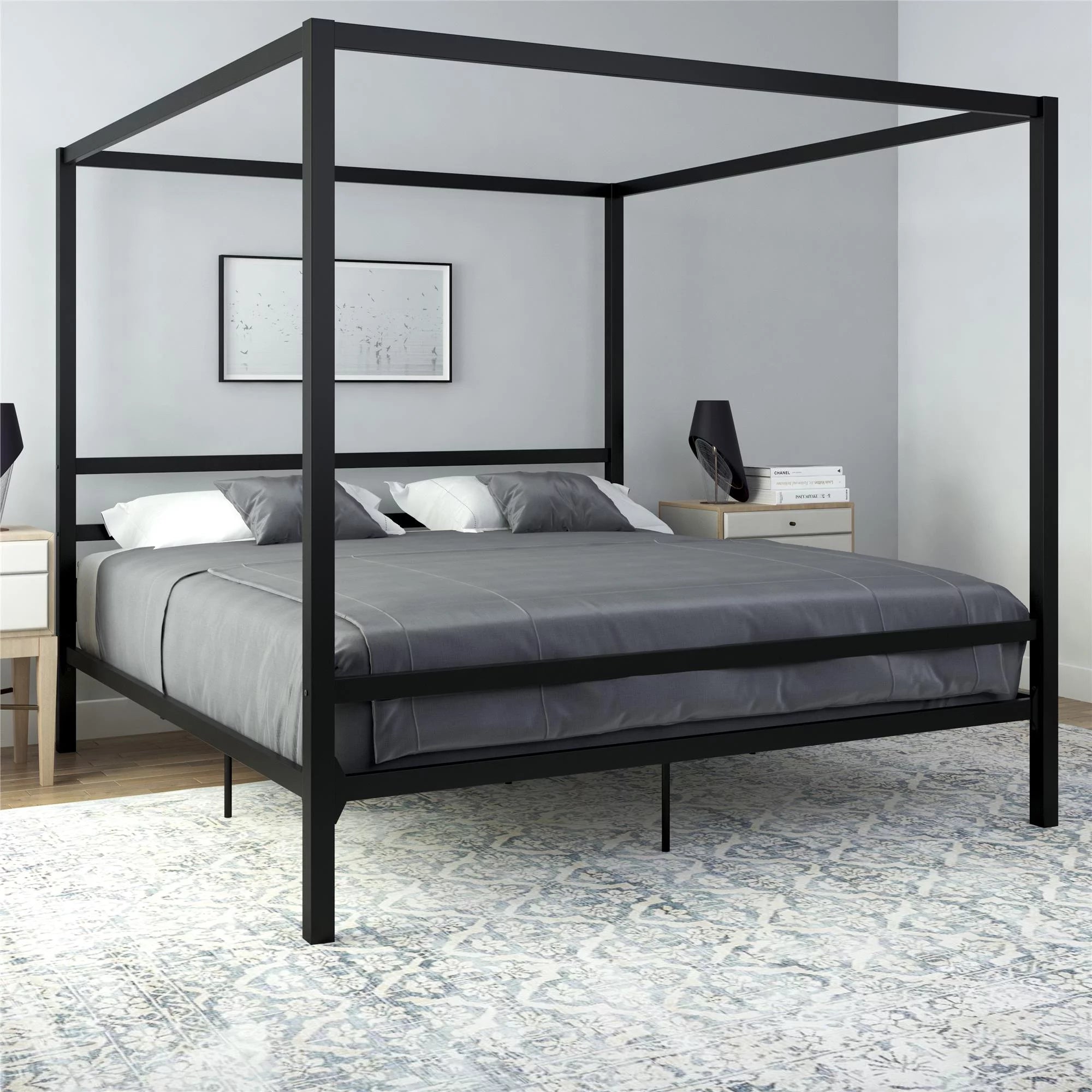 Black King Metal Platform Bed Frame J712770