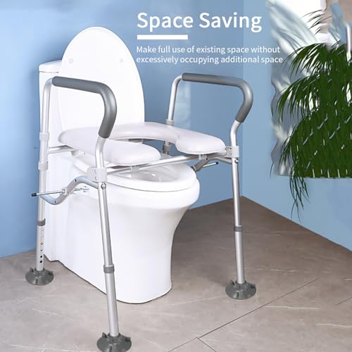 Raised Toilet Seat with Handles up to 450lbs, Wide Padded Elevated Toilet Seat P636