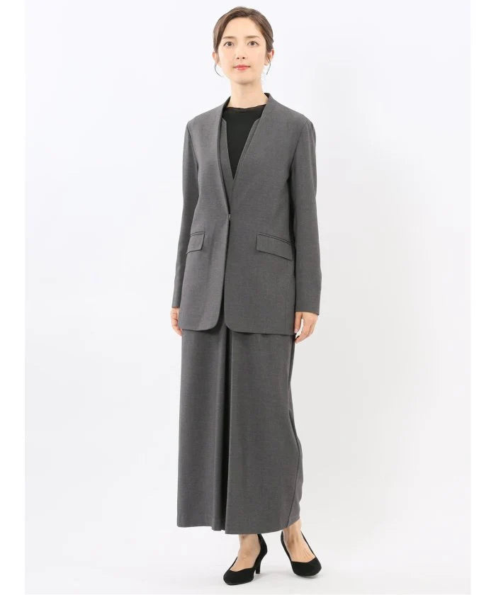Stretch Washable Woolish No Collar Jacket F496