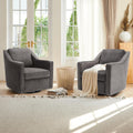 Grey Upholstered Fabric Swivel Accent Chair Set of 2 with Lumbar Pillow C685807