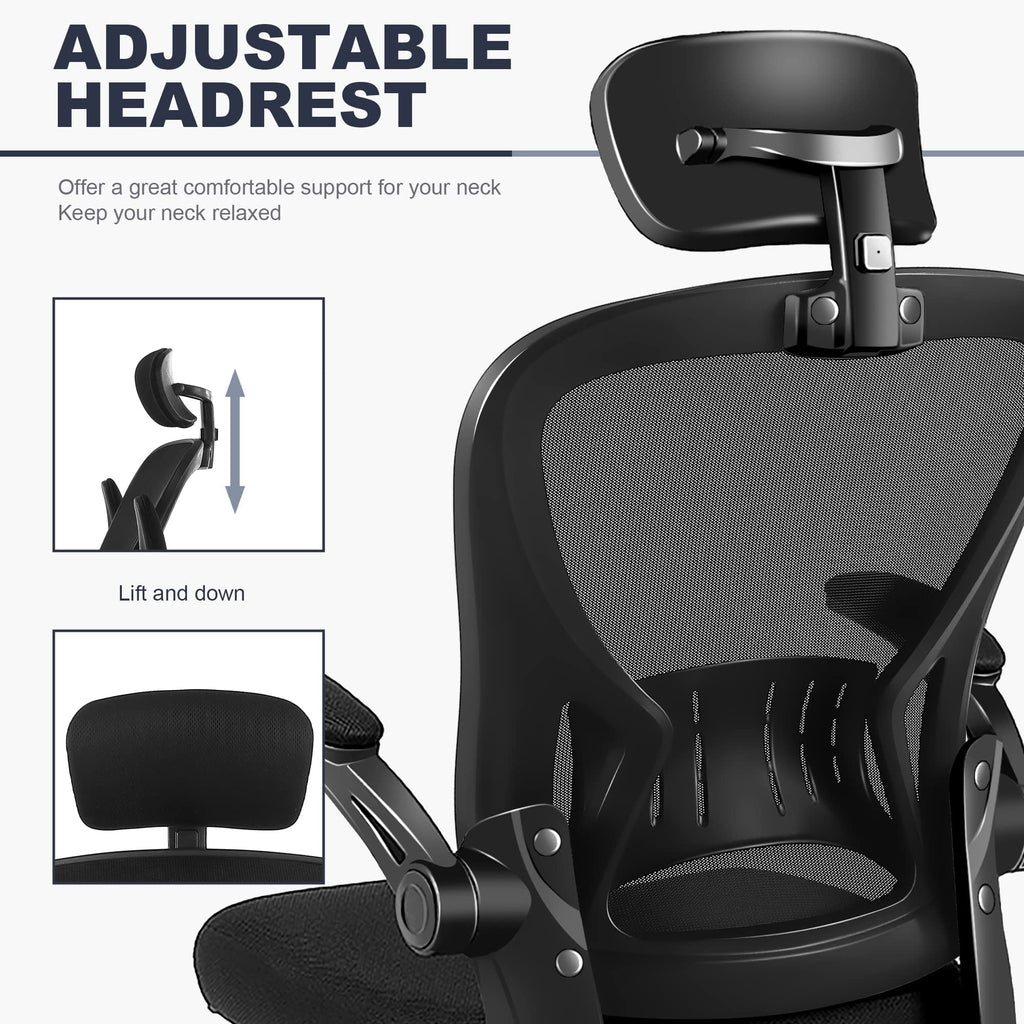 Black Mesh Ergonomic Office Chair with Lumbar Support W802