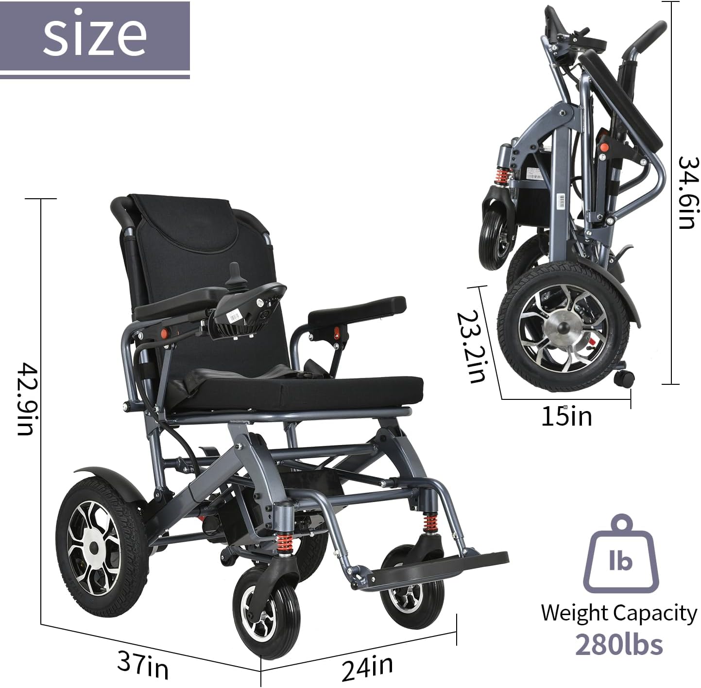 600W Motors Lightweight Foldable All Terrain Electric Wheelchair Y998400