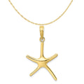 10K Yellow Gold Starfish Pendant Charm with 14K Yellow Gold Rope Chain Necklace 16'' B574321