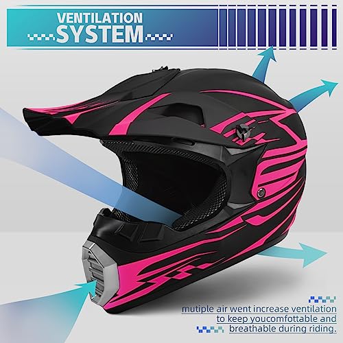 DOT Approved Full Face Motocross Helmet 4-Piece Set with Gloves Goggles Face Shield W837401