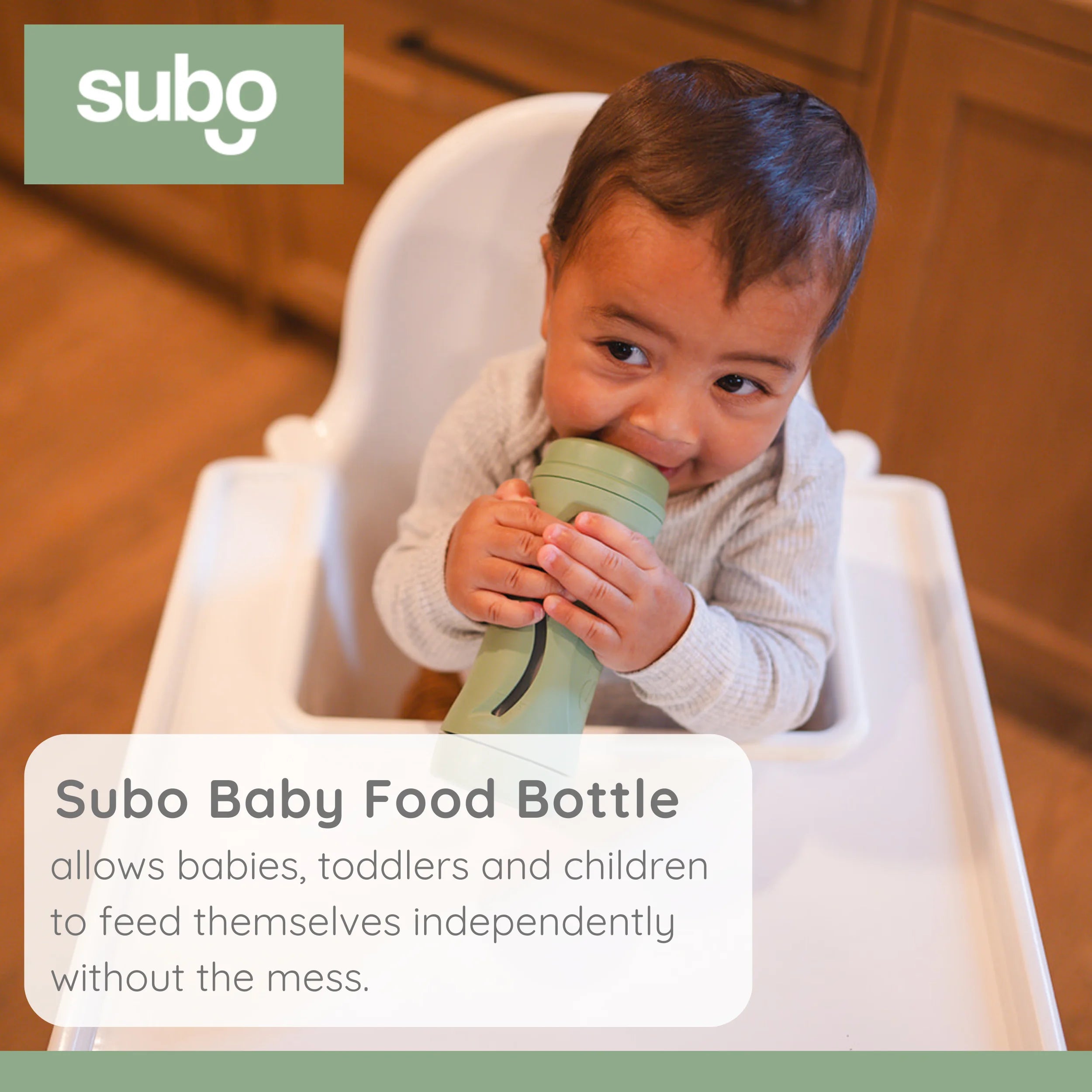 Baby Food Bottle Self Feeder Reusable Silicone Cup Sage J3360