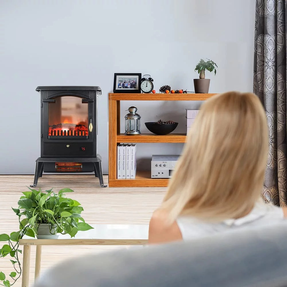 22.4" Freestanding Portable Infrared Fireplace Heater Stove with Remote, 1000W/1500W T954309