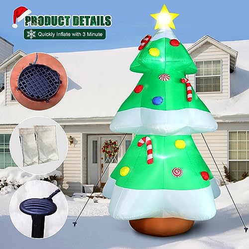 8 FT Christmas Inflatable Santa Claus with Gift Bag, Built-in LED Lights P9360