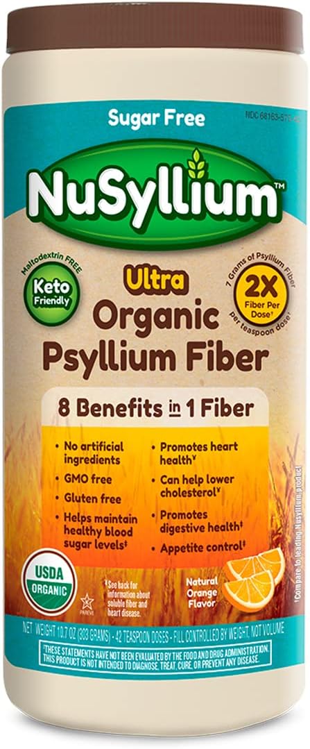 USDA Organic Psyllium Fiber Powder, Natural Orange, 42 Servings W707