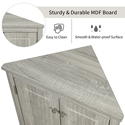 Brown Freestanding Corner Cabinet with 2 Adjustable Shelves and 2 Doors G235