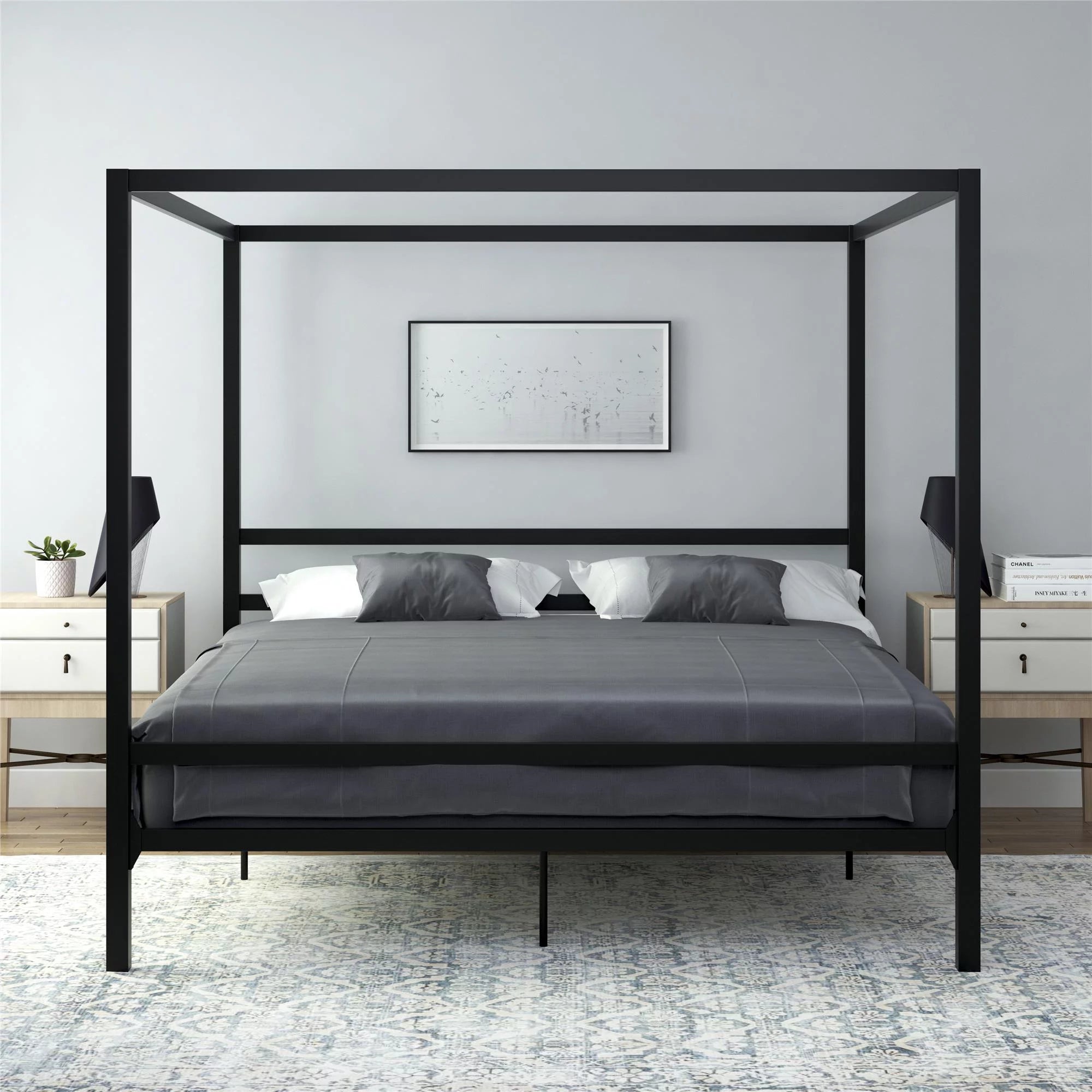 Black King Metal Platform Bed Frame J712770