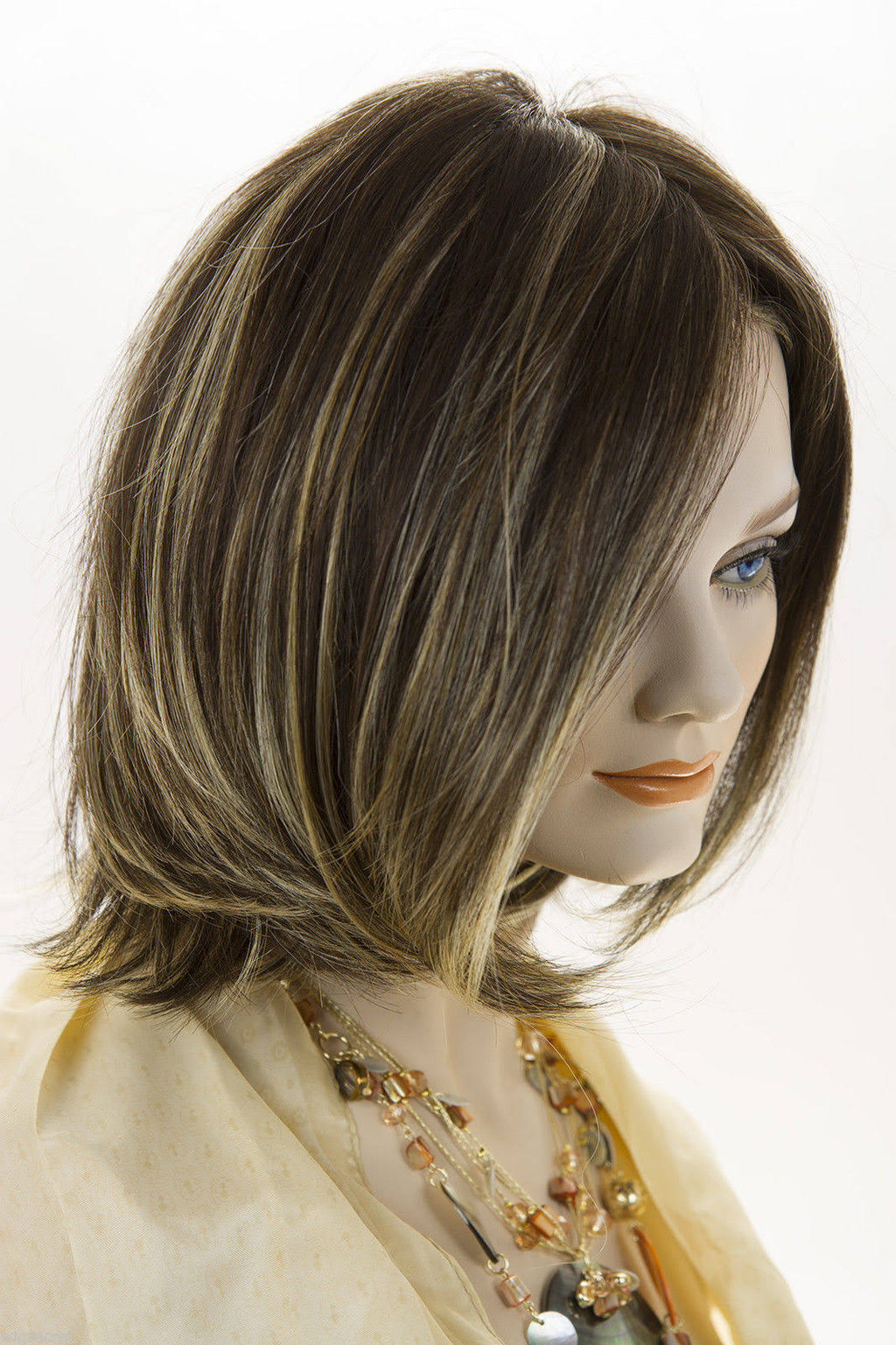 Medium Lace Front Mono Straight Blonde Brunette Red Wigs - Light Gold Brown Medium Gold G5802