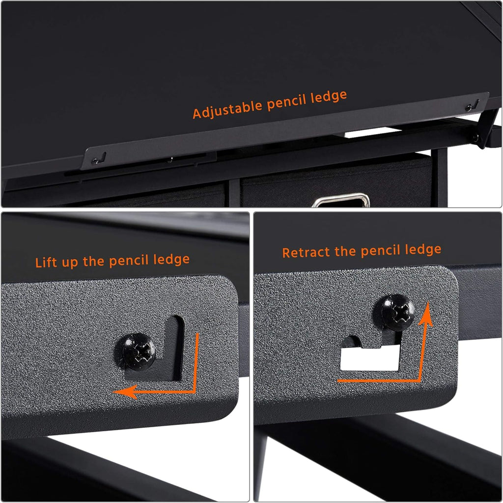 Height Adjustable Drafting Desk with Tiltable Tabletop and 2 Storage Drawers Y68050