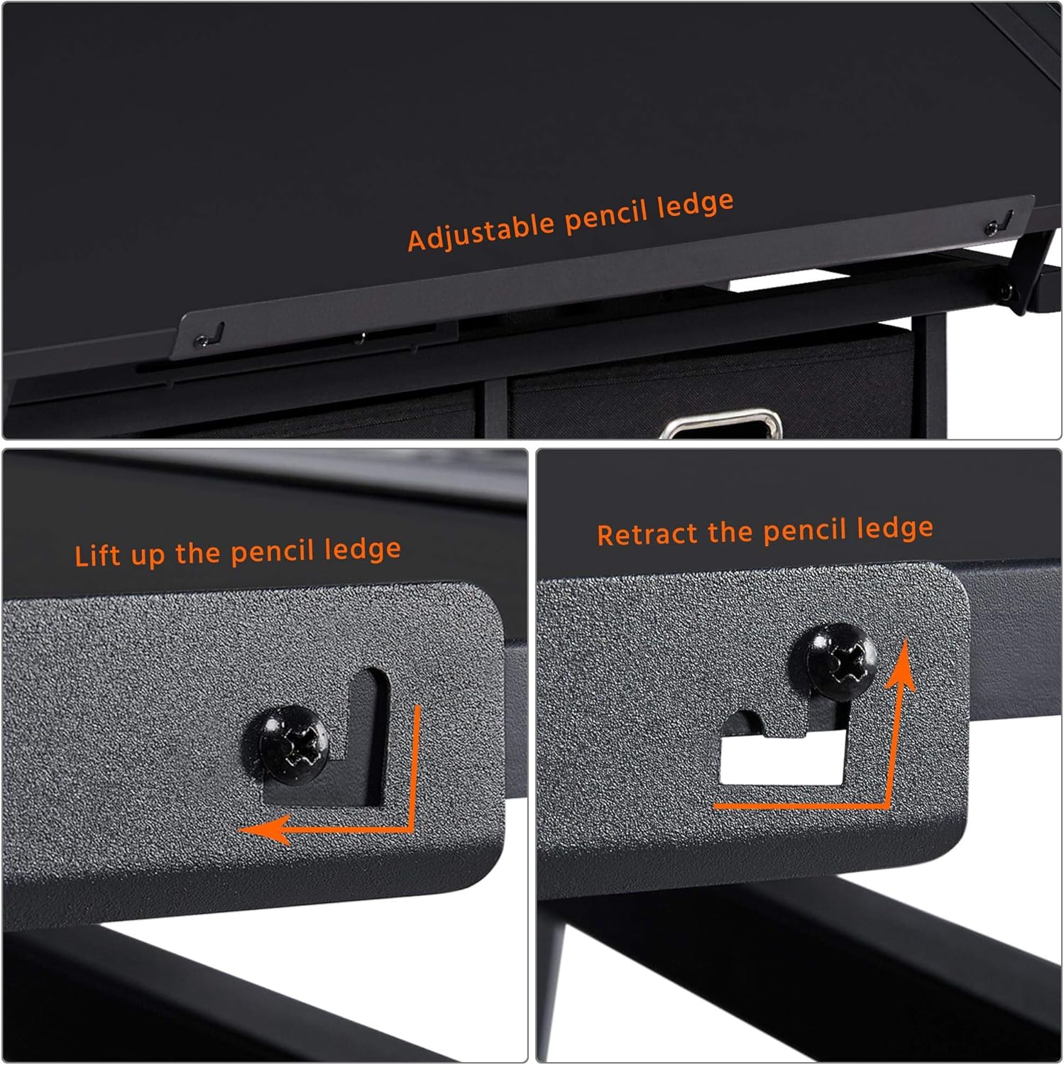 Height Adjustable Drafting Desk with Tiltable Tabletop and 2 Storage Drawers Y68050