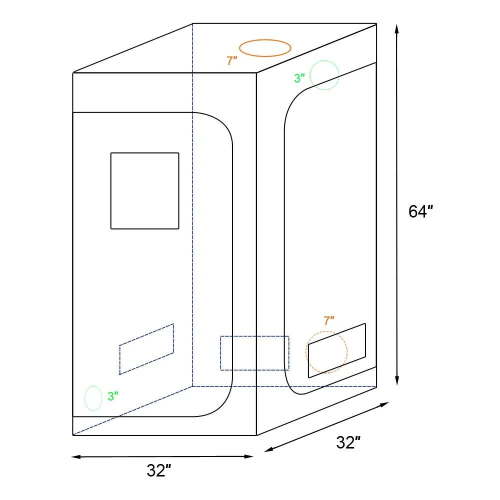 32" x 64" Mylar Hydroponic Grow Tent J108