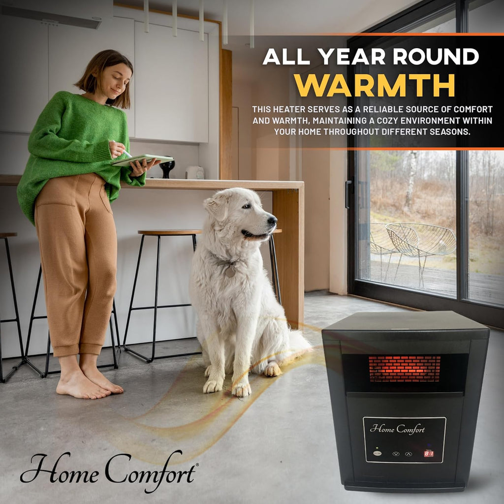 Black 1500W Infrared Heater with Thermostat and Remote Control Y35796