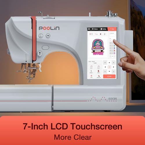 4 x 9.25 Inch Large Hoop Computerized Embroidery Machine with 7 Inch LCD Color Touchscreen R136
