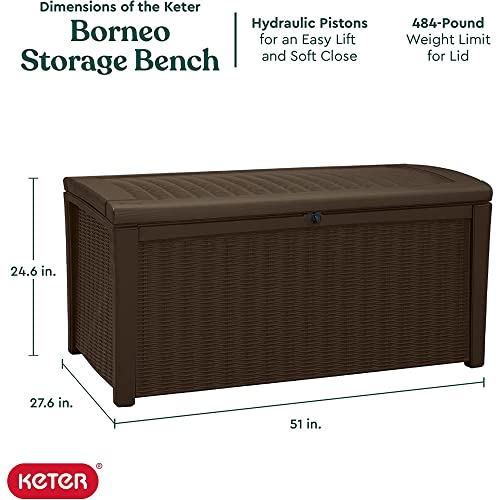 Brown 110 Gallon Waterproof Plastic Storage Deck Box Y3774