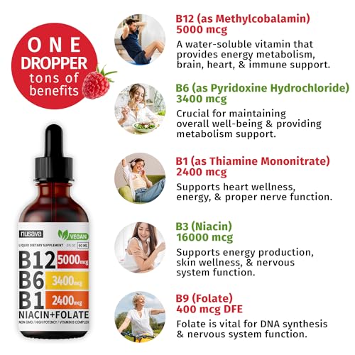 (2 Pack) Vitamin B12 Liquid Drops, 5000 mcg with Vitamin B6, 80 Servings N611550