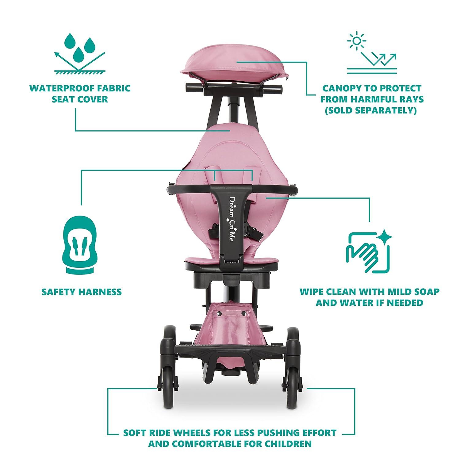 Pink Lightweight Baby Stroller with Compact Fold O71737