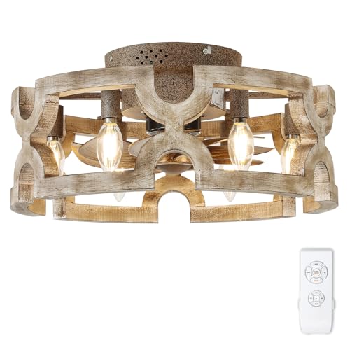White Caged Ceiling Fan with Light D857270