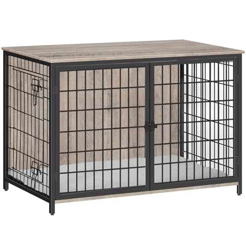 Greige Wooden Dog Crate with Double Doors, 31.5" L M73552