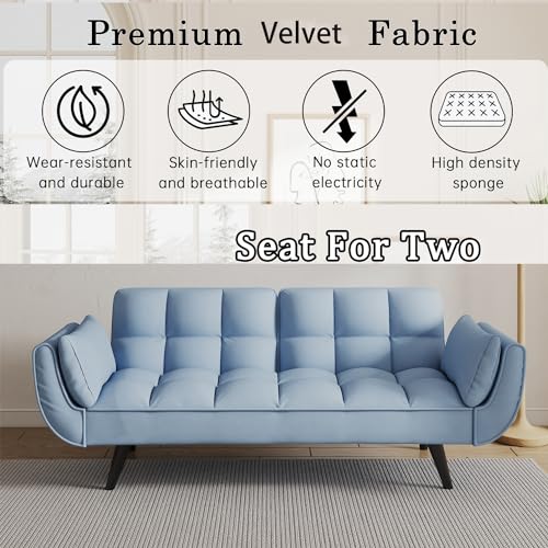 Black Velvet Convertible Sleeper Futon Sofa Bed U27432