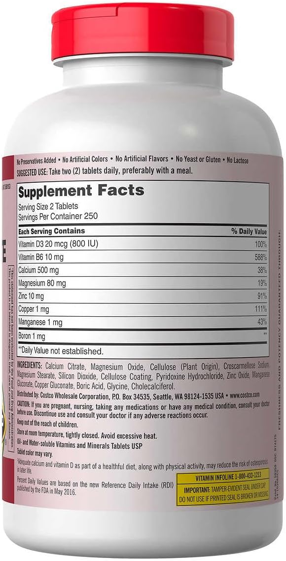500 Count Calcium Citrate Magnesium and Zinc with Vitamin D3 I694
