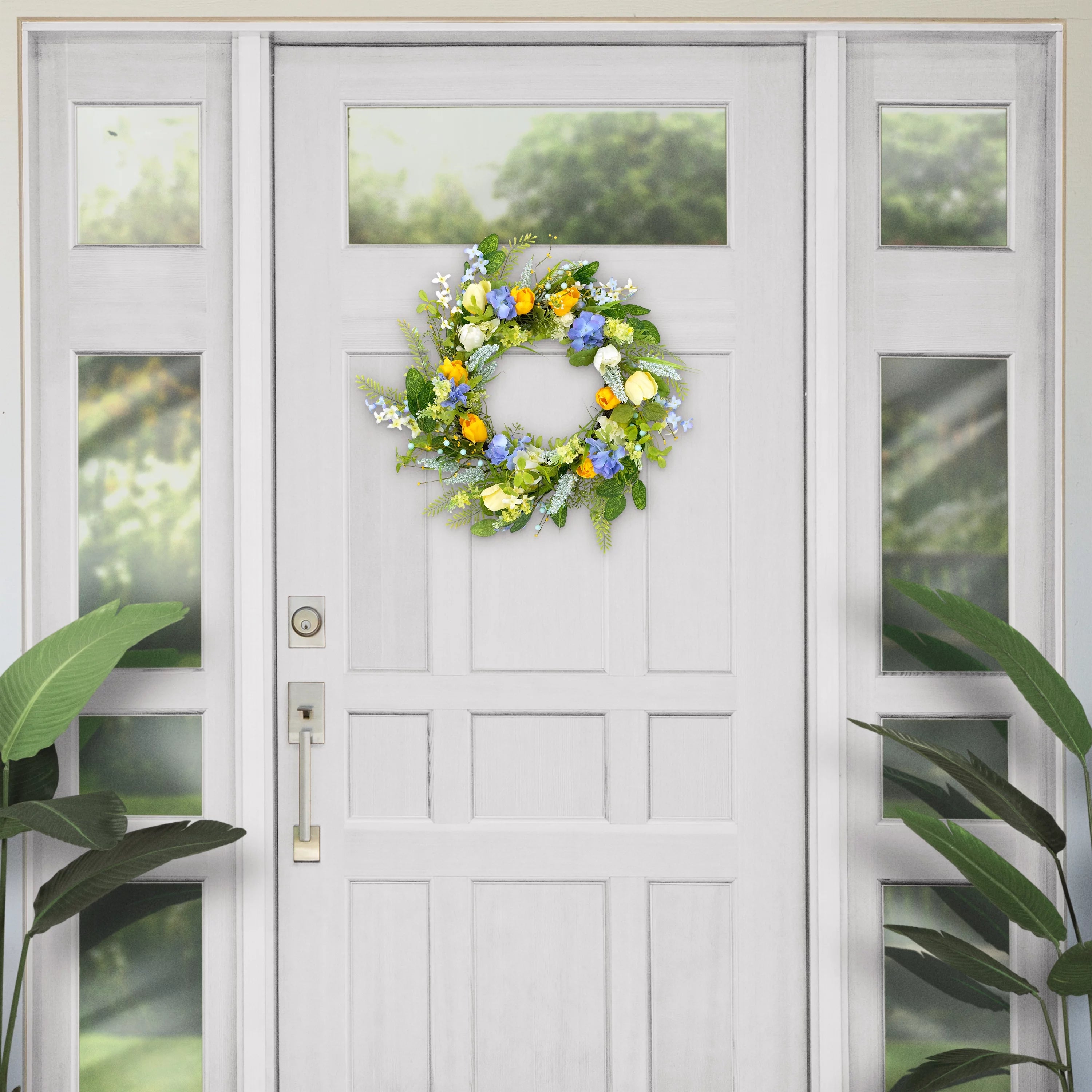 24" Artificial Daisy Floral Door Wreath, Multicolor W2406