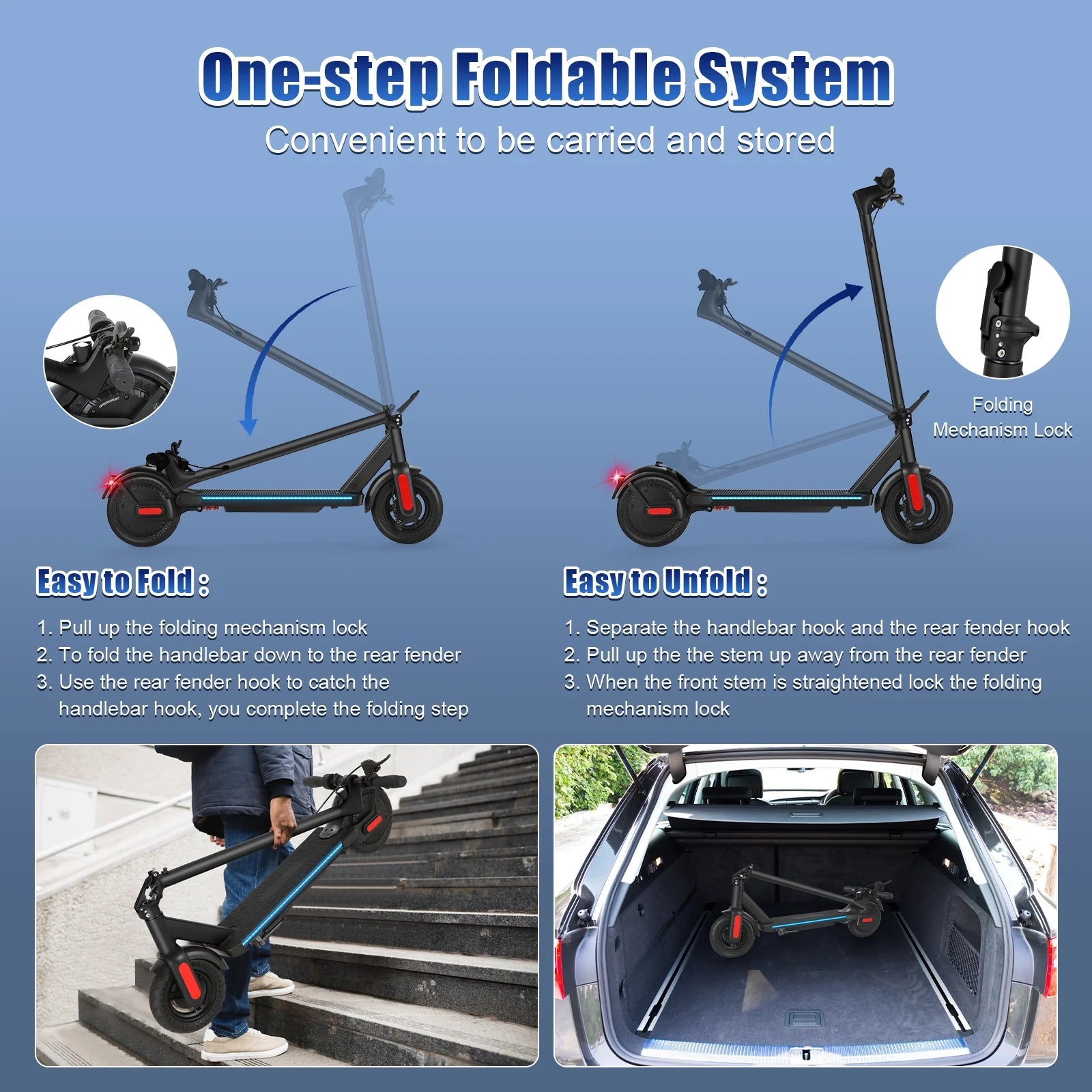 500W Foldable Electric Scooter, 10" Wheels, 20 mph, 20 mile Range, Dual Brakes F377799