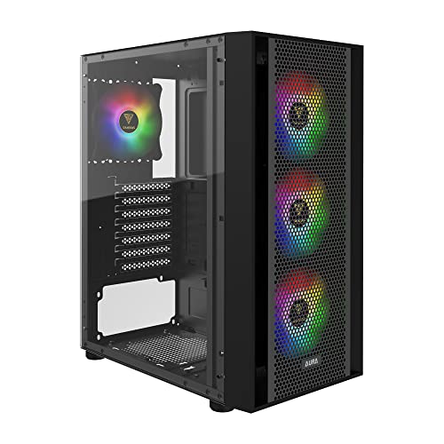 White RGB ATX Mid Tower Computer PC Case with Tempered Glass and 3 Built-in 120mm ARGB Fans E2823