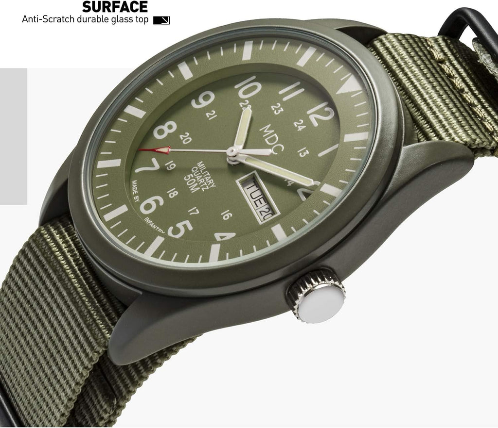 Army Green Analog Quartz Wrist Watch with Nylon Band F245317