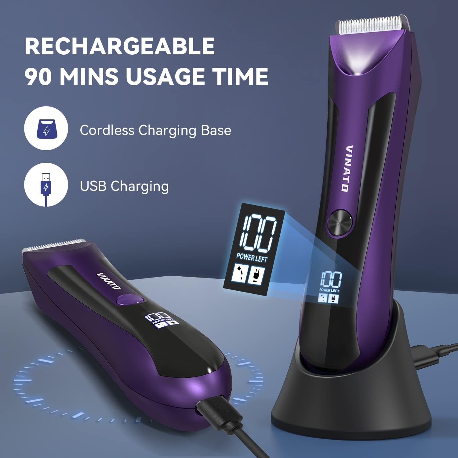 Waterproof Electric Body Hair Trimmer with Ceramic Blade S48861