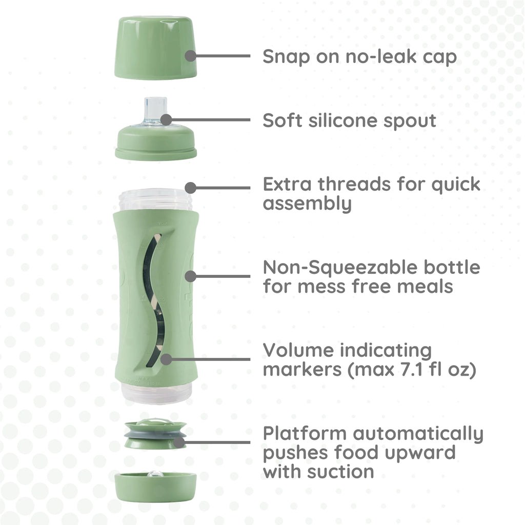 Baby Food Bottle Self Feeder Reusable Silicone Cup Sage J3360
