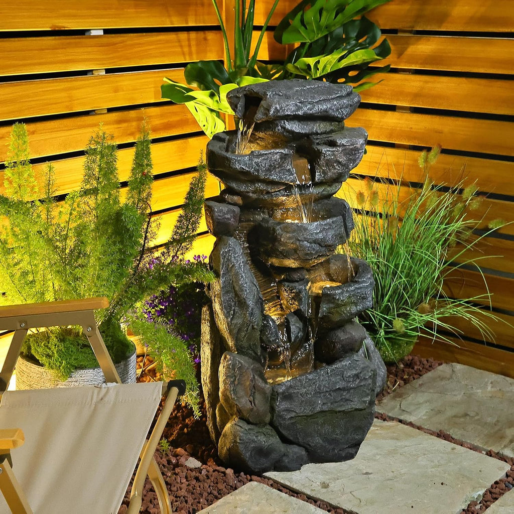 Grey Resin 5-Tiered Water Fountain T870407