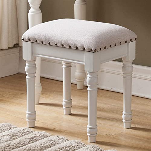 White Wood Vanity Stool H824941
