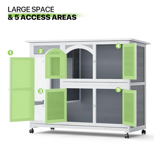 47.5" 2 Story Rabbit Hutch with 2 Removable Tray Waterproof Roof W765130