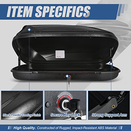 Hard Shell Roof Top Cargo Carrier, 53 x 34 x 15 Inches, 110 Pounds, 11 Cubic Feet, Glossy Black U9744