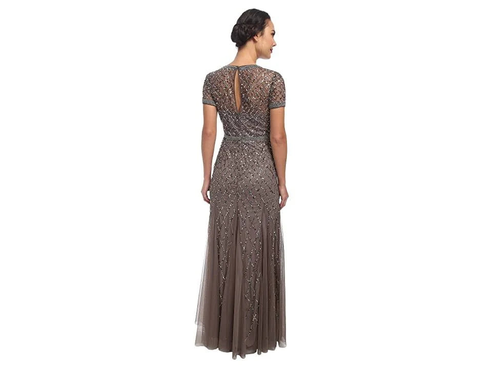 Cap Sleeve Beaded Gown X197
