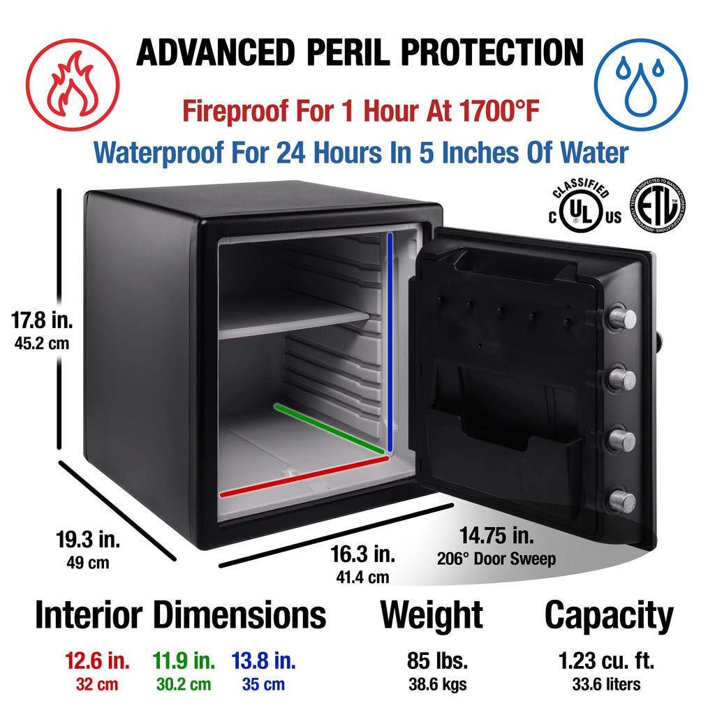 Water and Fire Resistant Safe with Digital Keypad Lock, 1.23 Cu. ft. B797543