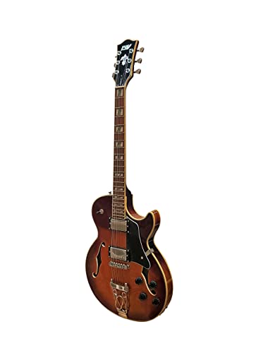 Tobacco Sunburst Jazz Solid Hollow-Body Electric Guitar G348