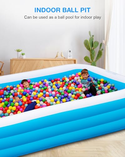 Large Inflatable Pool, 145" X 74" X 22" Oversized Thickened Blow Up Pool V90120