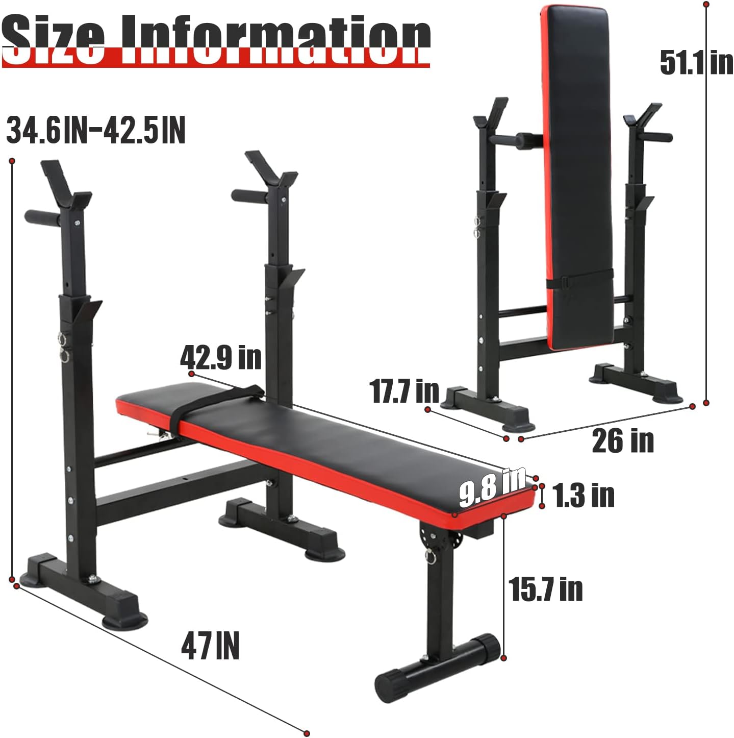 Adjustable Weight Bench with Barbell Rack M62552