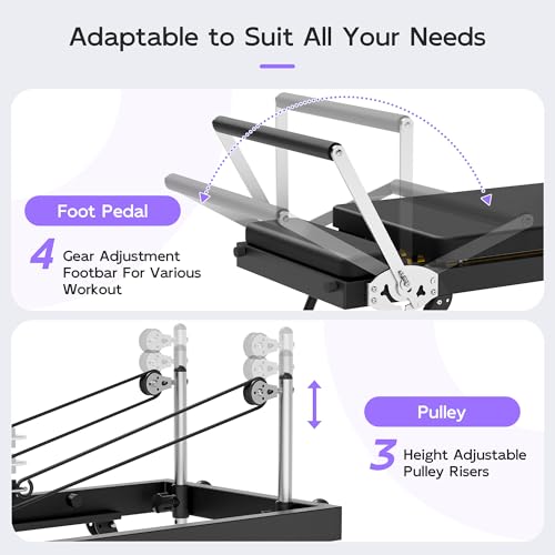 Black Foldable Pilates Reformer J410
