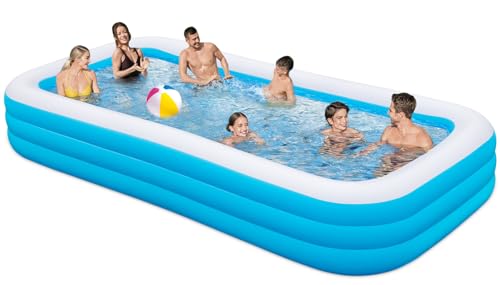 Large Inflatable Pool, 145" X 74" X 22" Oversized Thickened Blow Up Pool V90120