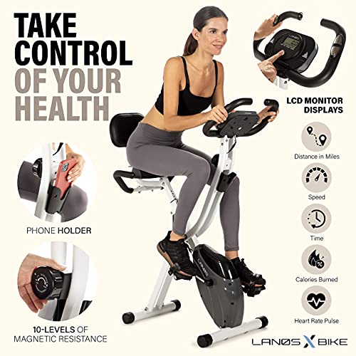 2 In 1 Recumbent Exercise Bike and Upright Indoor Cycling Bike with 10 Level Magnetic Resistance O337