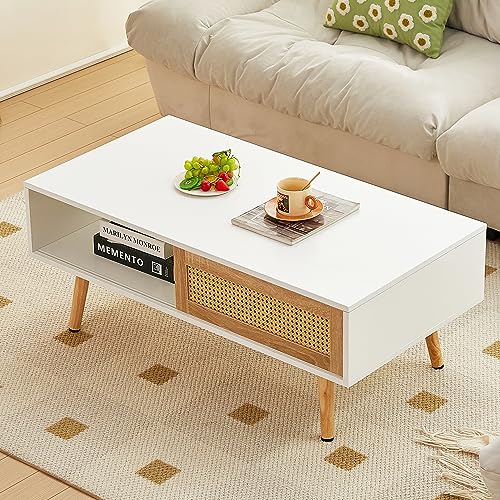41.3 Inch Rectangle Wooden Coffee Table with Storage K838659