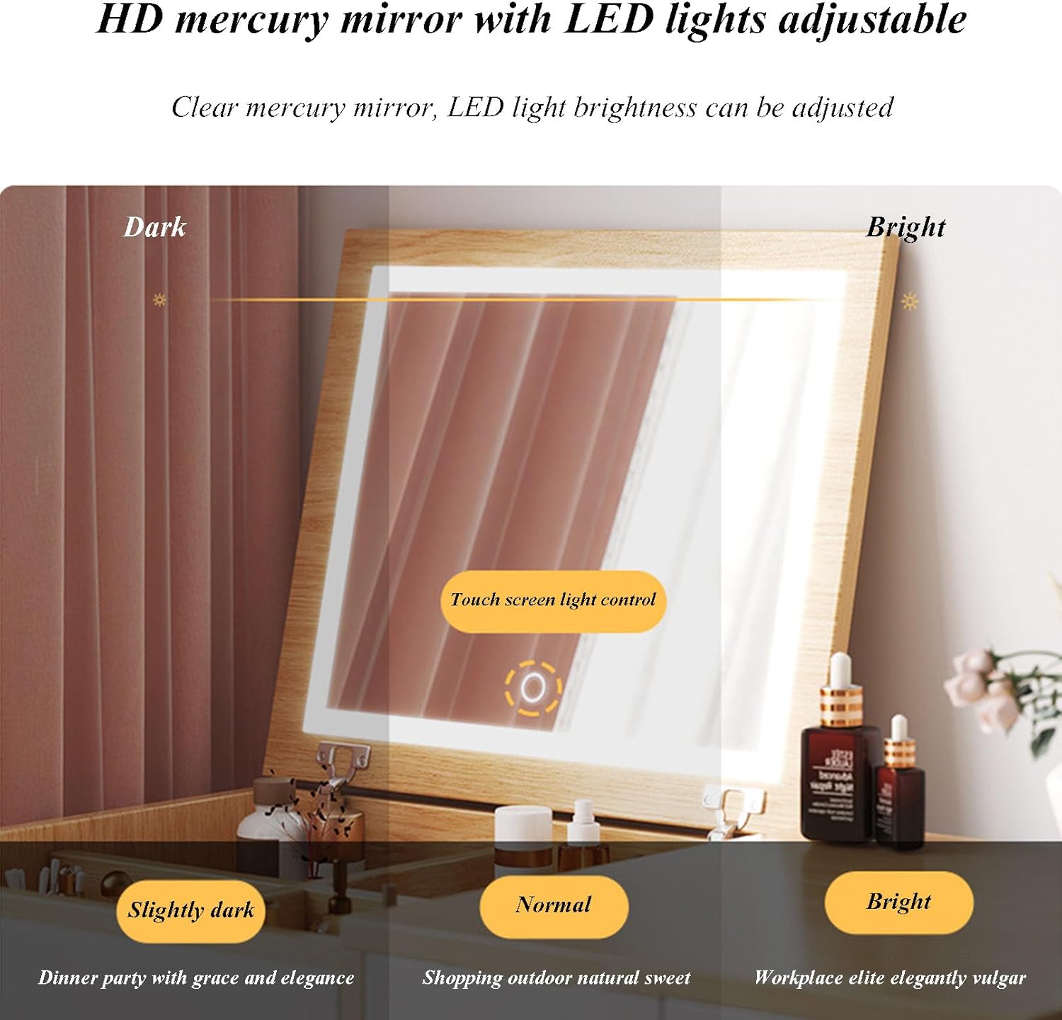 Dressing Table with Flip Top Mirror and Drawer V443415