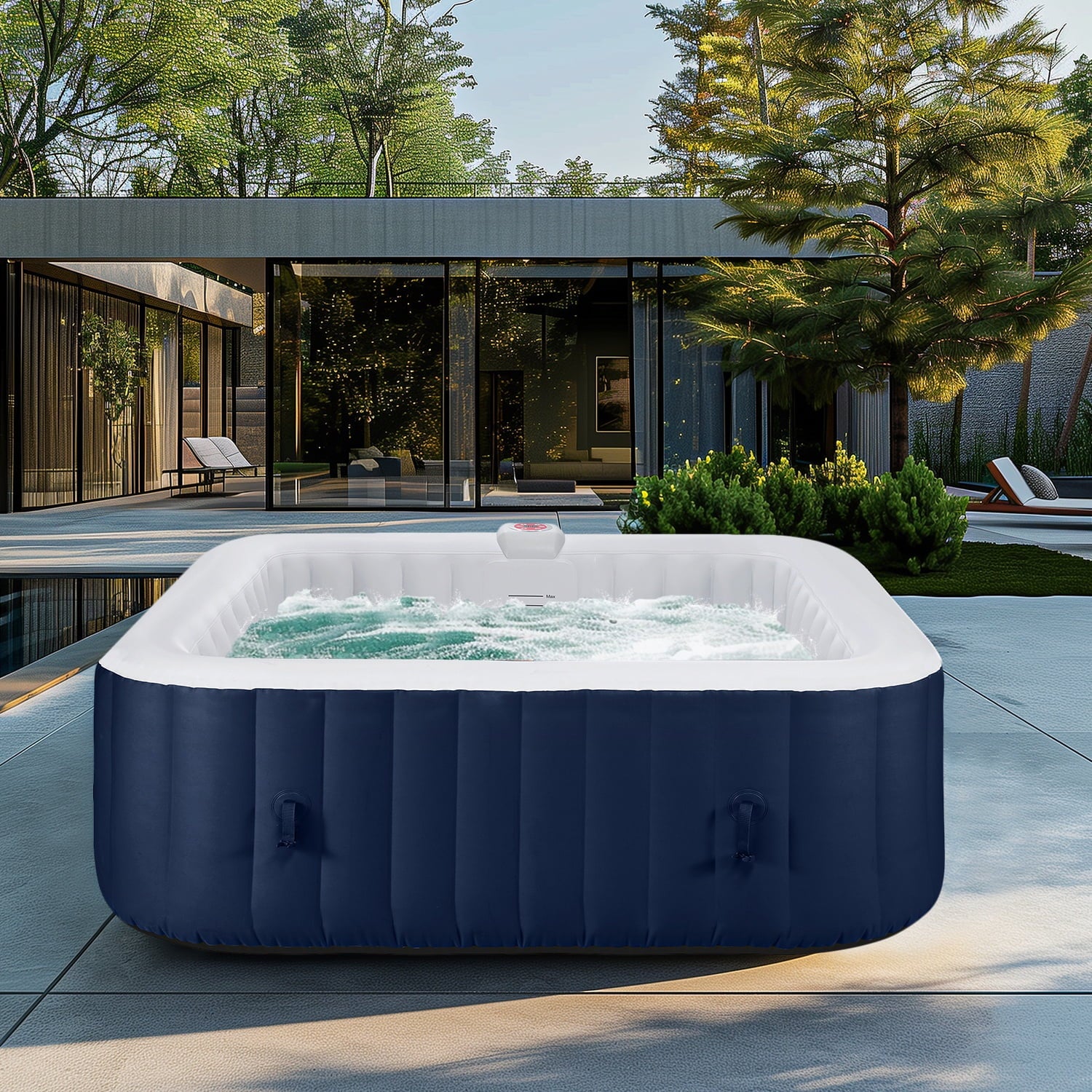 Inflatable Hot Tub with 130pcs Jet, Lockable Cover, Storage Bag D15911